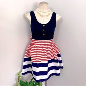NEW Retro PinUp Sailor Dress, Striped Swing Skirt (M)